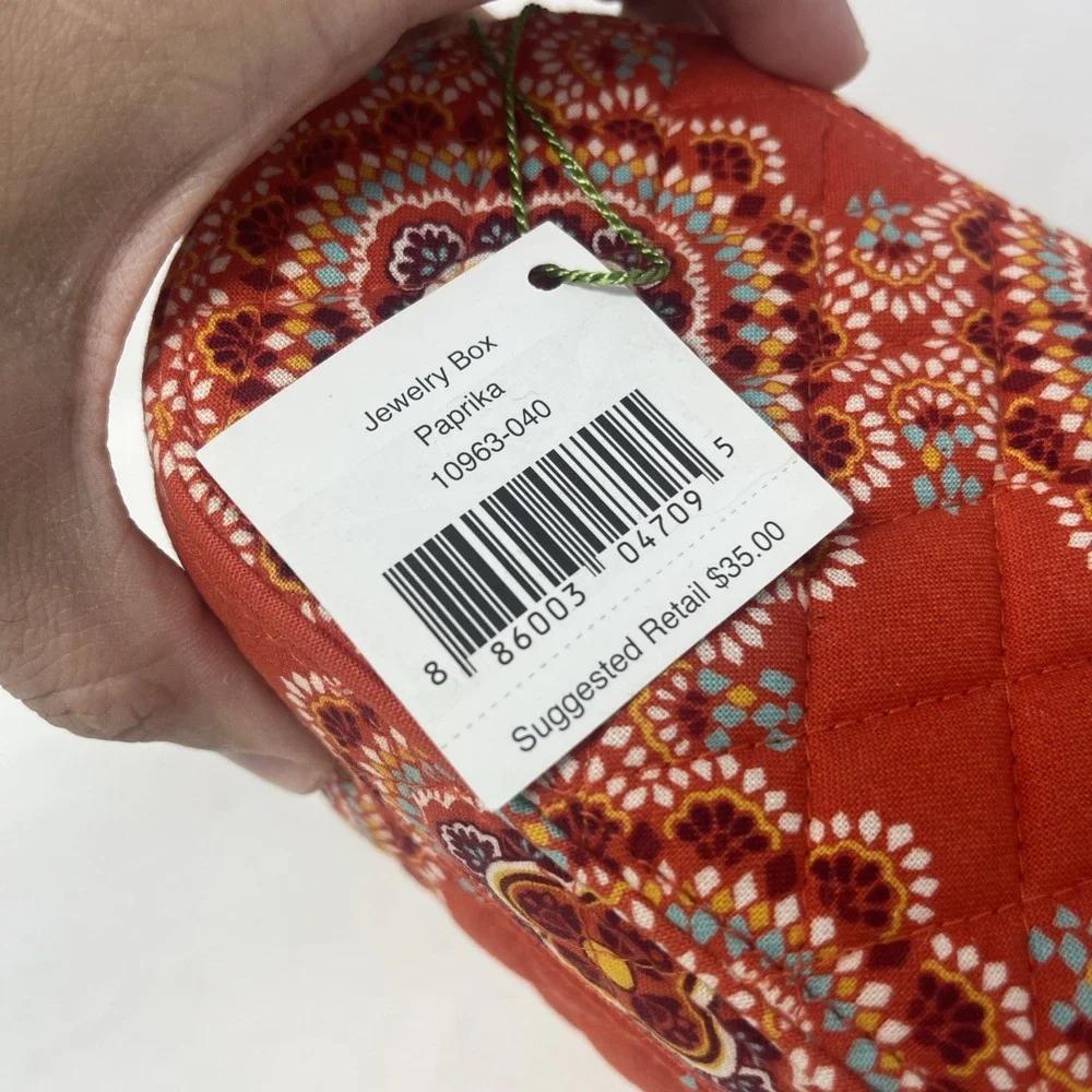 Vera Bradley Oval Travel Quilted Jewelry Organizer Case/Box~Paprika-Orange New